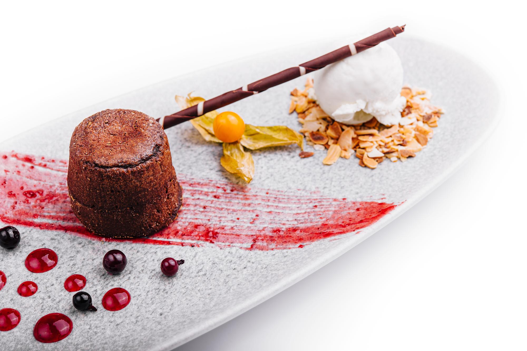 Prepared desserts on rustic table